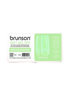 brunson False Nail Tips Soft Gel Extension Clear Medium Square 550 Pieces SGT05  - Image 1