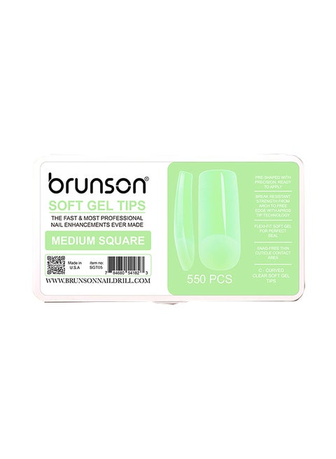 False Nail Tips Soft Gel Extension Clear Medium Square 550 Pieces SGT05