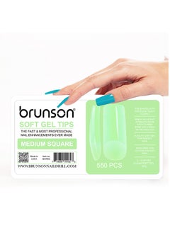 brunson False Nail Tips Soft Gel Extension Clear Medium Square 550 Pieces SGT05  - Image 2