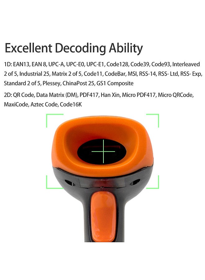 Handheld 1D/2D/QR Barcode Scanner BT+2.4G Wireless USB Wired Bar Code Reader Manual / Continuous Scanning CMOS Image Sensor Support Paper Code/Screen Code PDF417  - Image 2