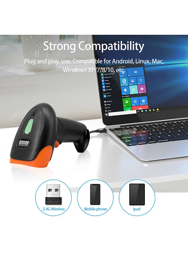 Handheld 1D/2D/QR Barcode Scanner BT+2.4G Wireless USB Wired Bar Code Reader Manual / Continuous Scanning CMOS Image Sensor Support Paper Code/Screen Code PDF417  - Image 4