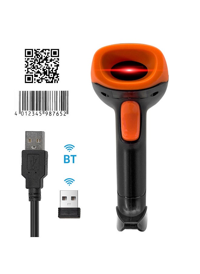 Handheld 1D/2D/QR Barcode Scanner BT+2.4G Wireless USB Wired Bar Code Reader Manual / Continuous Scanning CMOS Image Sensor Support Paper Code/Screen Code PDF417  - Image 1