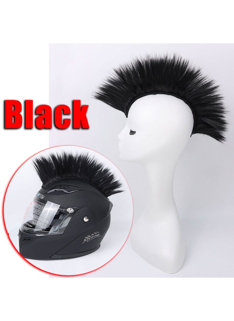 Generic - Motorcycle Helmet Mohawk Wig Cosplay Accessory Black - Image 1
