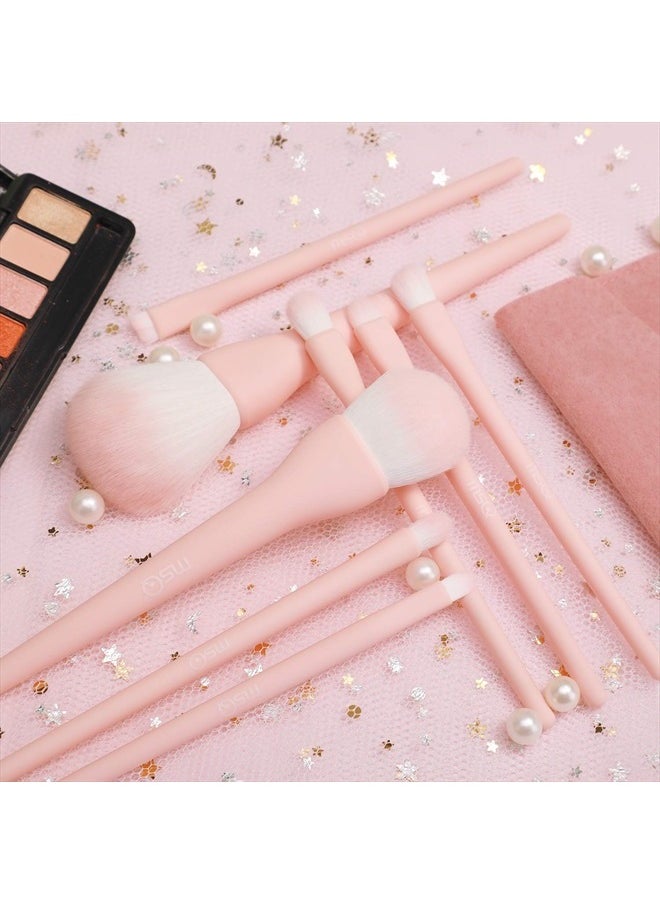 MSQ Make Up Brushes 8Pcs Makeup Brush Set Foundation Brush Blending Brush Eyeshadow Brushes Eye Brushes Set with Bag (Pink)  - Image 2