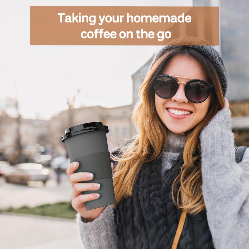 Clawsoff 100 Pack 12 oz Disposable Paper Coffee Cups with Lids and Sleeves and Stirring Sticks, Leak-free Disposable Insulated Paper Cups for To Go Hot or Cold Beverages(Gray) - Image 5