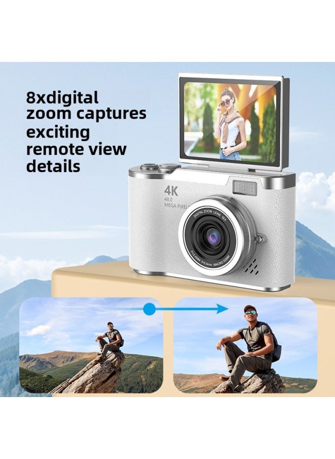 Photography HD Digital Camera Electronic Flash Home Anti-shake 4K Shooting Micro SLR Camera-Color:Lk07 White + 64g Memory Card + Free Sticker + Card Reader + Adapter  - Image 4