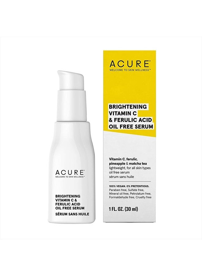 Acure سيروم فيتامين سي وحمض الفيروليك لتفتيح البشرة من ACURE | خالٍ من الزيوت | نباتي بنسبة 100% | لمظهر أكثر إشراقًا | تألقي بخلاصة الأناناس وشاي الماتشا | لجميع أنواع البشرة | 1 أونصة سائلة (قد تختلف العبوة) - Image 1