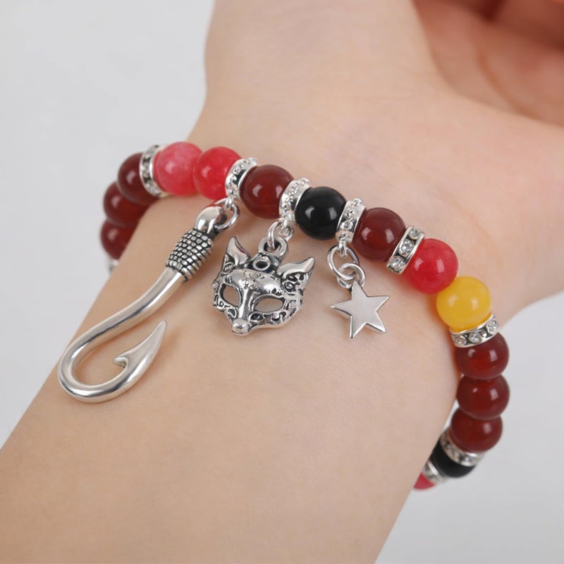 JUNIQUTE FNAF Game Inspired Bracelet for Women - 4PCS Charm Bracelet with Translucent Stone Beads & Metal Prop Charms, Pulseras Para Mujer, Birthday Valentines Gifts - Image 5