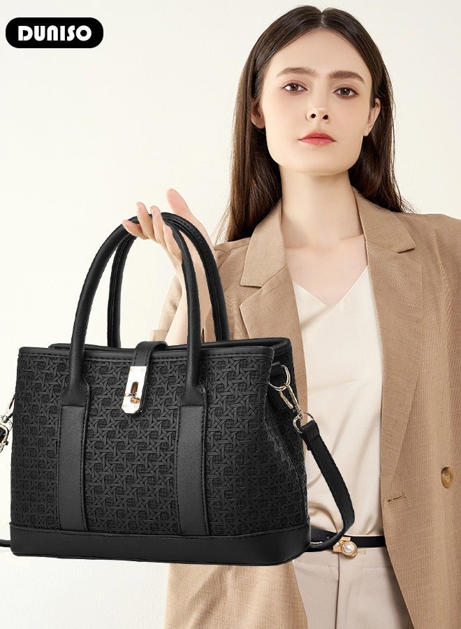 DUNISO Women's Handbag with Removable Shoulder Strap, Soft PU Leather Elegant Tote Bag, Large Capacity Tote Shoulder Bag, Fashion Ladies Satchel Bag for Office Travel Daily - Image 5