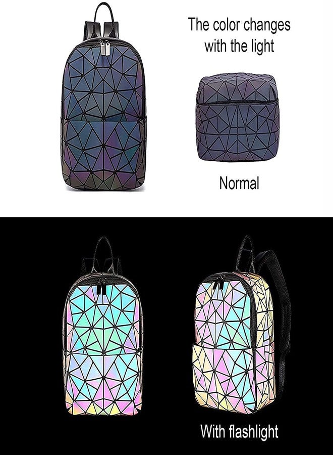 DRUDRAYA 22L Geometric Luminous Backpack | Reflective Color Changing Bag | Stylish Laptop Backpack for Women & Girls | Waterproof, Lightweight | Fits up to 14” Laptop - Image 3