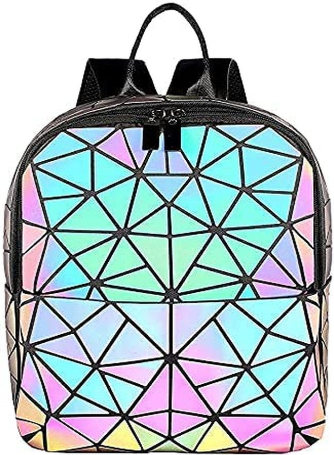 DRUDRAYA 22L Geometric Luminous Backpack | Reflective Color Changing Bag | Stylish Laptop Backpack for Women & Girls | Waterproof, Lightweight | Fits up to 14” Laptop - Image 1