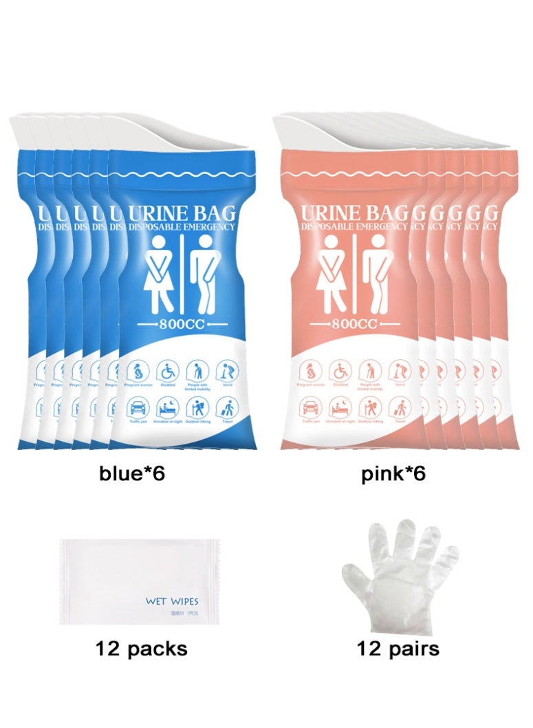 Disposable Urine Bags , 800CC Emergency Pee Bags for Travel, Car, Camping, Hiking, Portable Urinal Bags for Men Women Kids, Leak Proof Urine Collection Bags with Wet Wipes and Gloves（36 Pack） - Image 1