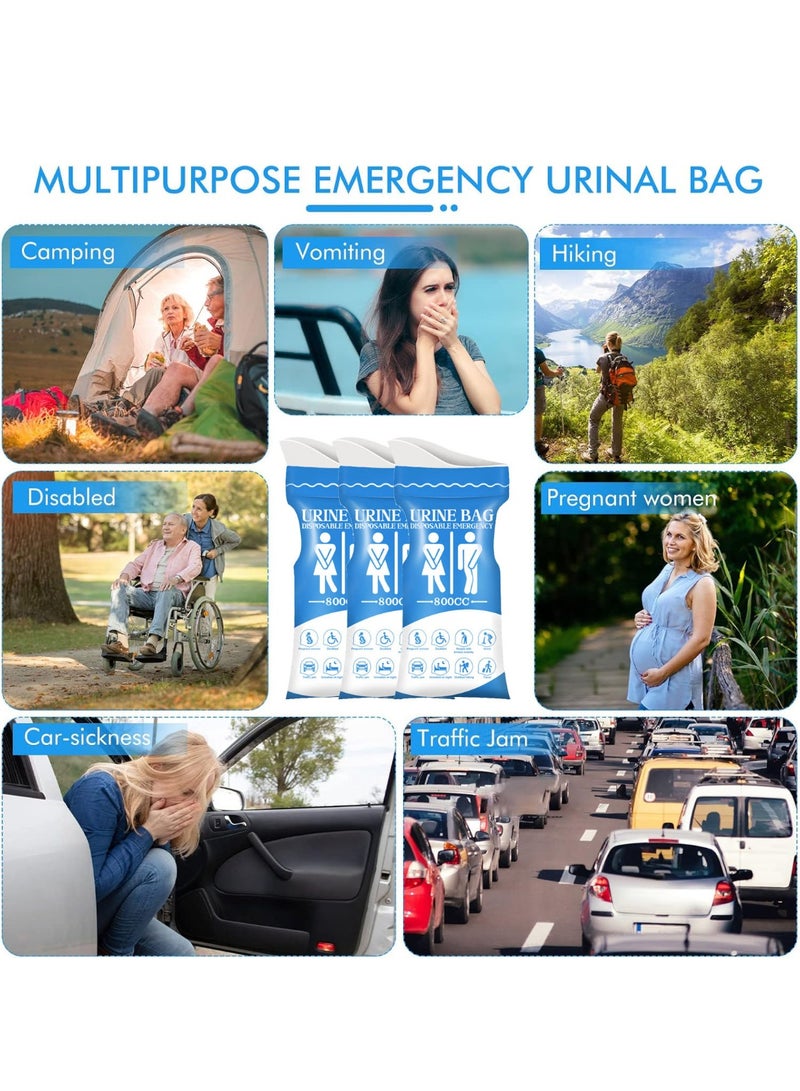 Disposable Urine Bags , 800CC Emergency Pee Bags for Travel, Car, Camping, Hiking, Portable Urinal Bags for Men Women Kids, Leak Proof Urine Collection Bags with Wet Wipes and Gloves（36 Pack） - Image 3