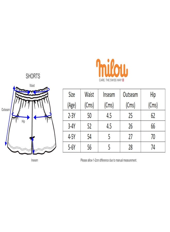 Milou Cotton All Over Printed Mid Thigh Length Bio Washed Shorts - White - Image 4