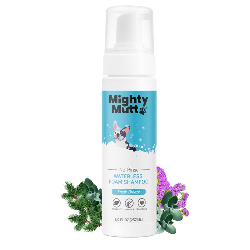 Mighty Mutt Hypoallergenic Waterless Shampoo for Dogs | Dry Shampoo for Dogs | Waterless Foam No Rinse | Anti-Itch, Soothing and Deodorizing | Fresh Breeze | 8 Fl Oz - Image 1