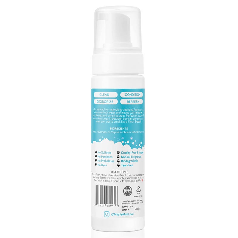 Mighty Mutt Hypoallergenic Waterless Shampoo for Dogs | Dry Shampoo for Dogs | Waterless Foam No Rinse | Anti-Itch, Soothing and Deodorizing | Fresh Breeze | 8 Fl Oz - Image 2