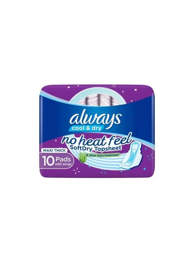 Always Maxi Cool & Dry Large Pads with Wings 10 Pads Purple