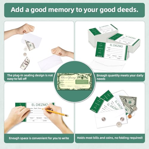 XIISVINT 200 PCS 6.42 x 3.23 Inch Church Offering Envelopes - Tithe and Offering Envelopes for Church Donations, Checks and Cash, Great for churches or Non-Profit Organizations(Spanish, 200) - Image 3