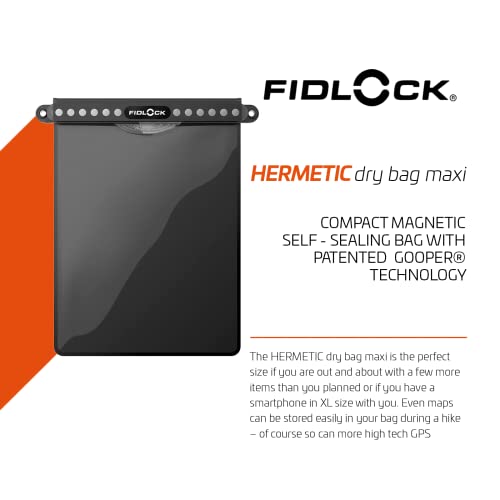 FIDLOCK Hermetic Dry Bag Maxi - Flexible Magnetic Self-Sealing Bag for Cellphone | 100% Waterproof and Sand Proof - Practical Size with a Large Opening, with Lanyard included - Transparent Black - Image 2