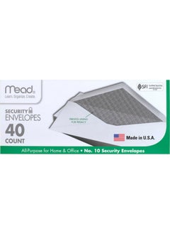 Mead #10 Envelopes, Security Printed Lining For Privacy, Gummed Closure, All-Purpose 20-Ib Paper, 4-1/8" X 9-1/2", White, 40 Letter Size Envelopes Per Box (75214)  - Image 1