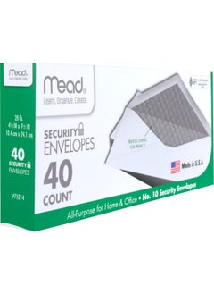 Mead #10 Envelopes, Security Printed Lining For Privacy, Gummed Closure, All-Purpose 20-Ib Paper, 4-1/8" X 9-1/2", White, 40 Letter Size Envelopes Per Box (75214)  - Image 2