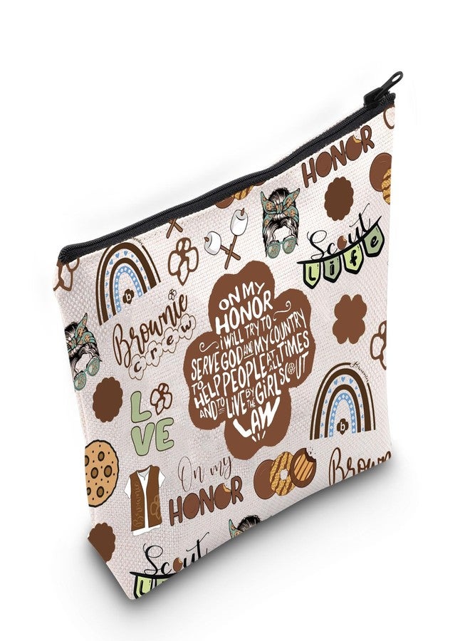 POFULL Brownie Troop Gift Brownie Cosmetic Bag Troop Leader Gifts (Brownie Cosmetic Bag) - Image 1