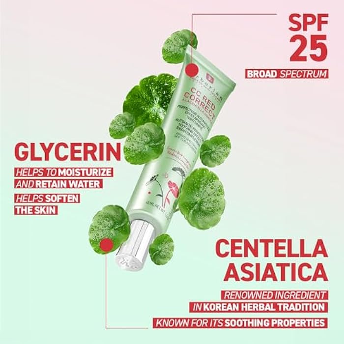 Erborian CC Red Color Correcting SPF 25 Green Pigment Cream, Neutralizes Redness, Calms Skin, Lightweight, Tone‑Perfecting Primer, Korean Skincare - Image 3
