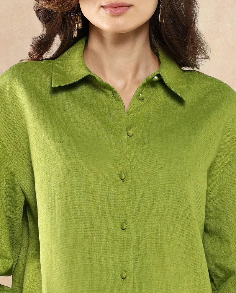 ريريزم Women's Full Sleeve Collared Shirt Top