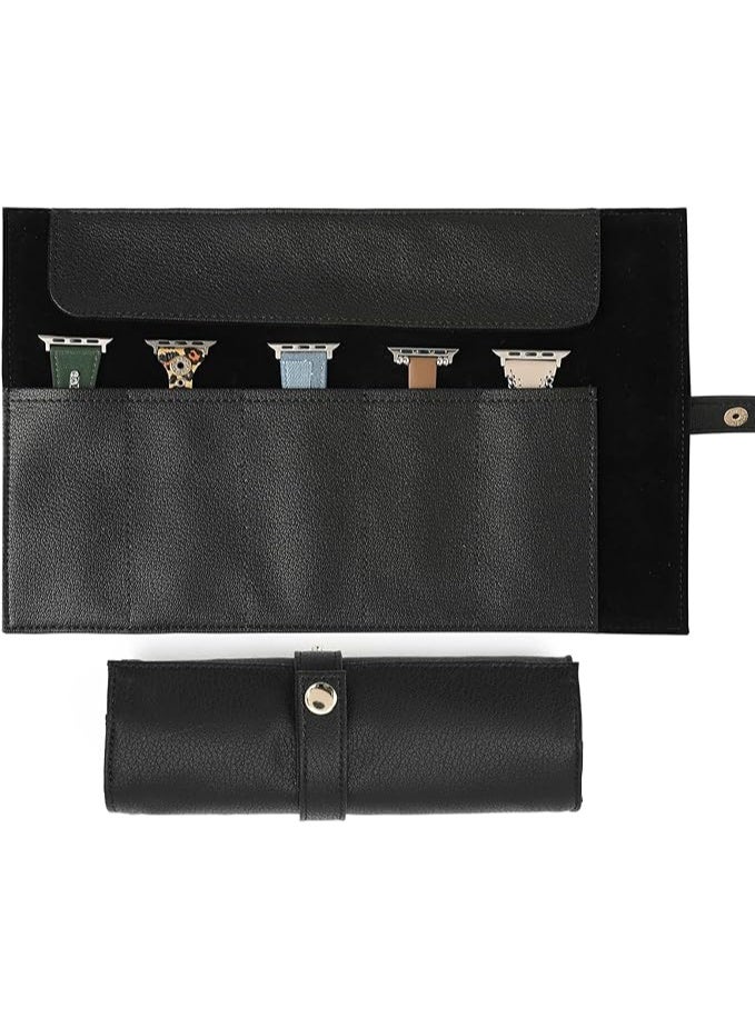 عربست ساعة حافظة حزام الساعة منظم حافظة جلدية للساعة لفة ساعة جلدية للسفر تحمل 5 حافظات تخزين حزام الساعة للرجال والنساء أحزمة الساعة حقيبة تنظيم محمولة متوافقة مع حزام ساعة أبل - Image 1