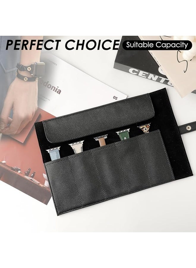 عربست ساعة حافظة حزام الساعة منظم حافظة جلدية للساعة لفة ساعة جلدية للسفر تحمل 5 حافظات تخزين حزام الساعة للرجال والنساء أحزمة الساعة حقيبة تنظيم محمولة متوافقة مع حزام ساعة أبل - Image 2