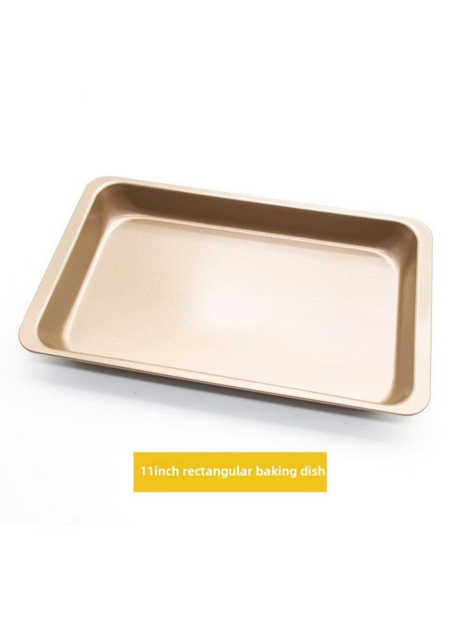 Practical Non-stick Coated 11 Inch Rectangular Baking Pan Grilled Chicken Wings Biscuit Cake High Body 7 Inch Carbon Steel Bread Pan-Specifications:11 Inch Rectangular Baking Pan (gold) - Image 1