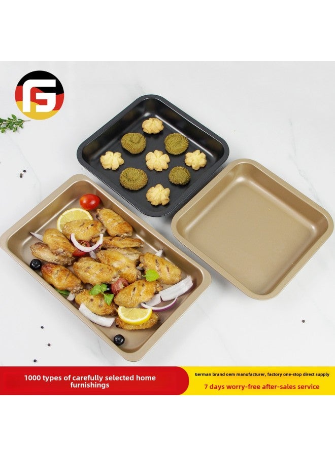 Practical Non-stick Coated 11 Inch Rectangular Baking Pan Grilled Chicken Wings Biscuit Cake High Body 7 Inch Carbon Steel Bread Pan-Specifications:11 Inch Rectangular Baking Pan (gold) - Image 2
