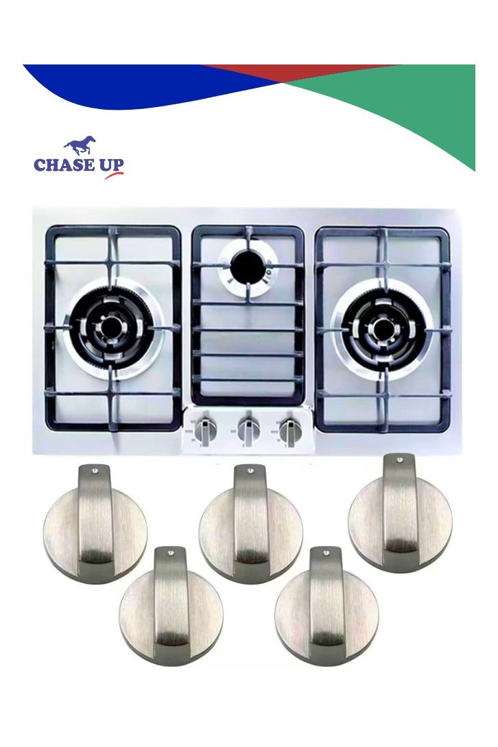 تشيس اب مقبض موقد غاز، 5 قطع معدنية فضية مقاس 6 مم، مقابض تحكم في موقد غاز، محولات، مفتاح فرن، أقفال تحكم في سطح الطهي - Image 1