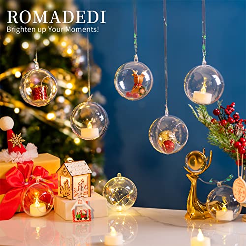 Romadedi 20 Pcs Hanging Tealight Holders Globes: Romadedi Fillable Acrylic Bulk Hanging Tea Light Ball, Bulb 3.15'' Ornaments Fillable for Party Wedding Centerpiece Christmas Home Decorations DIY - Image 4
