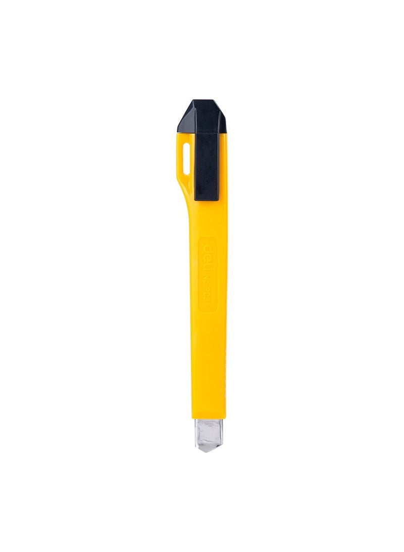 Deli E2031 Cutter - 13 Snap-Off SK5 Steel cutters, Pen Clip Design, Yellow Color. - Image 4