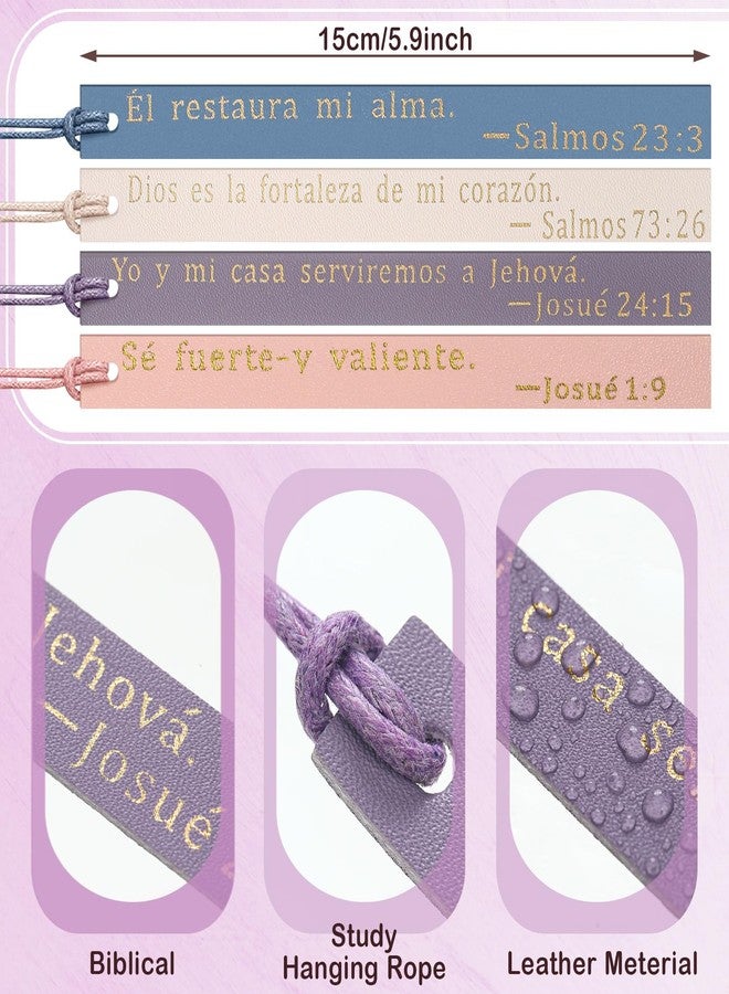 Skyygemm 10 Pcs Spanish Christian Bible Bookmarks for Women Leather Bookmarks Spanish Bible Gifts for Women Book Lovers Readers Church Book Club(Pastel Color) - Image 2