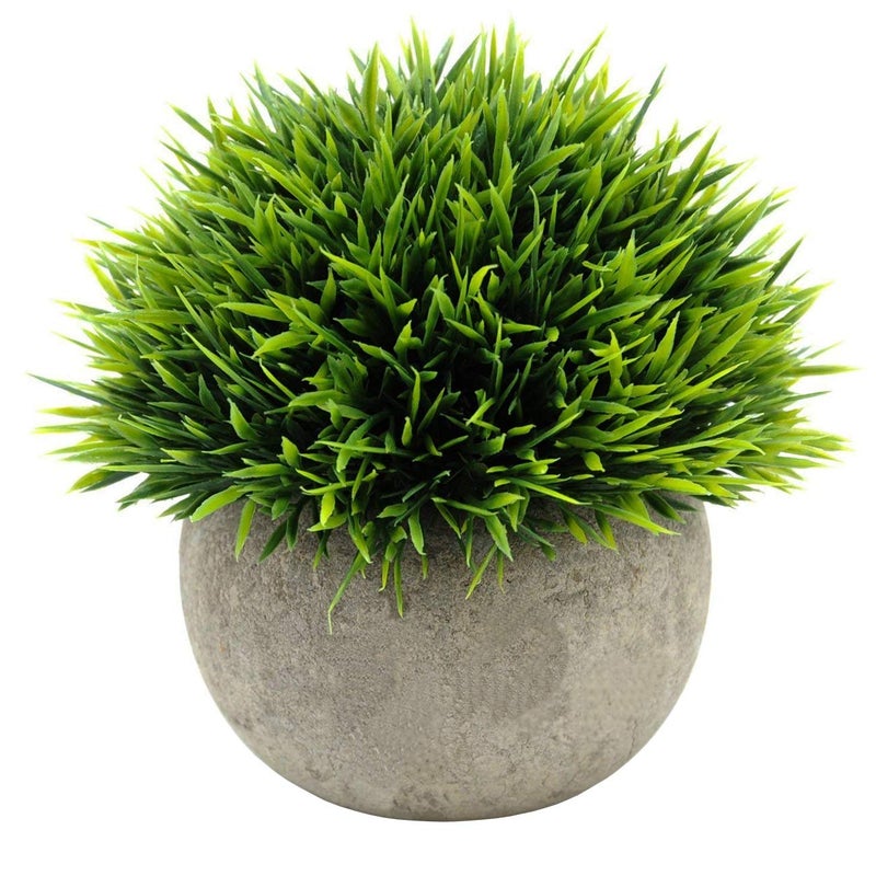Ogrmar 4PCS Mini Plastic Artificial Plants Grass in Pot/Small Artificial Faux Greenery/Mini Plants Topiary Shrubs Fake Plants for Bathroom  House Decorations - Image 2