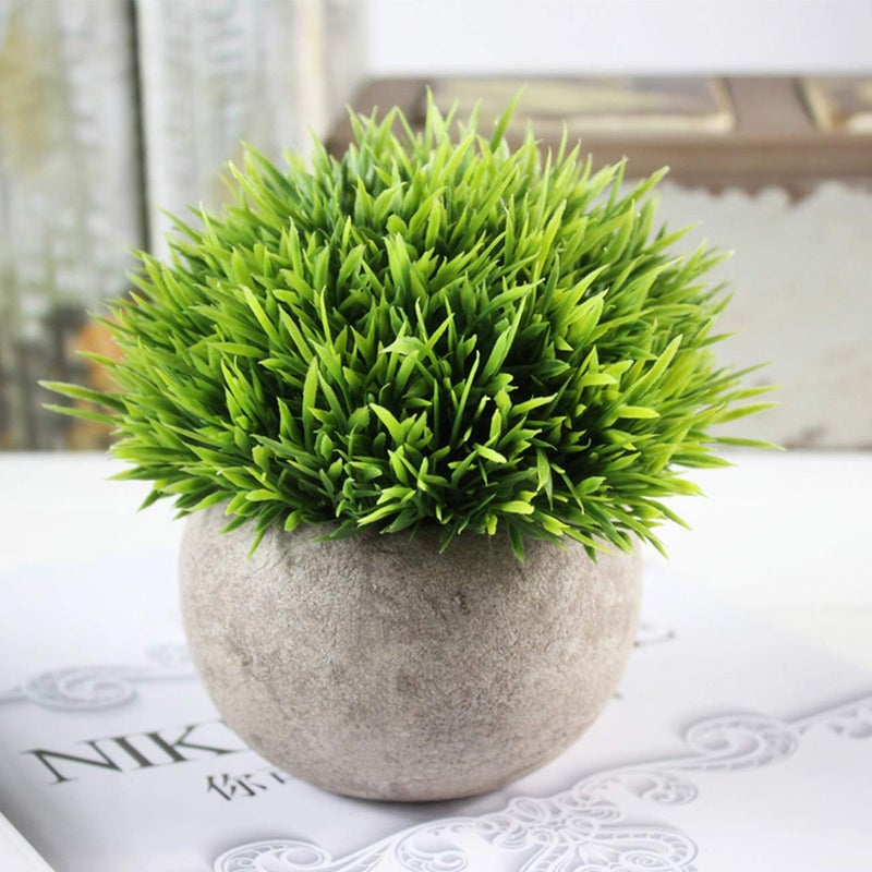 Ogrmar 4PCS Mini Plastic Artificial Plants Grass in Pot/Small Artificial Faux Greenery/Mini Plants Topiary Shrubs Fake Plants for Bathroom  House Decorations - Image 5