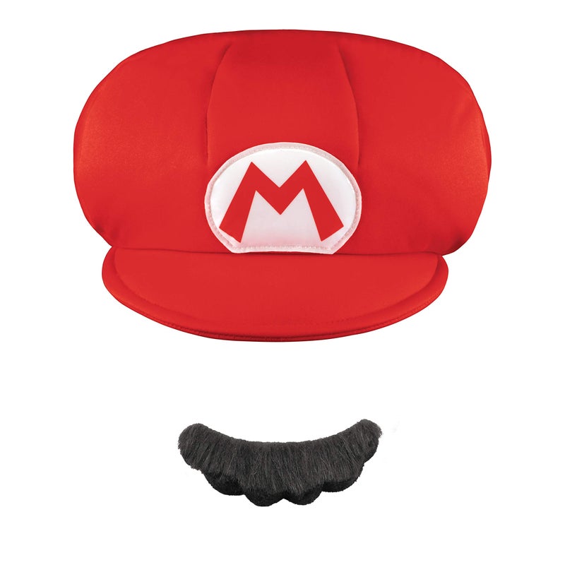 Disguise Nintendo Super Mario Brothers Mario Child Hat and Mustache, One Size Child - Image 1