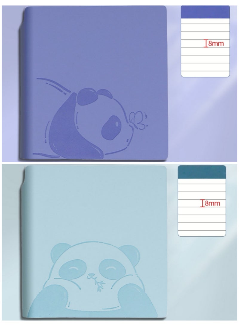 Generic 2pcs Panda Pocket Notebook with Pen – 10.5 × 10 cm Mini Notebook Set in Purple & Blue - Image 1