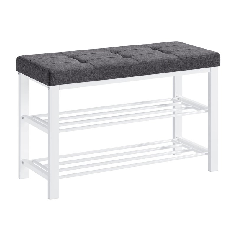SONGMICS Shoe Bench, Storage Bench, Entryway Bench with Cushion, Shoe Shelf with Seat, Space-Saving, Modern Style, for Living Room, Bedroom, Hallway, Dark Gray and Cloud White ULBS057W01 - Image 1
