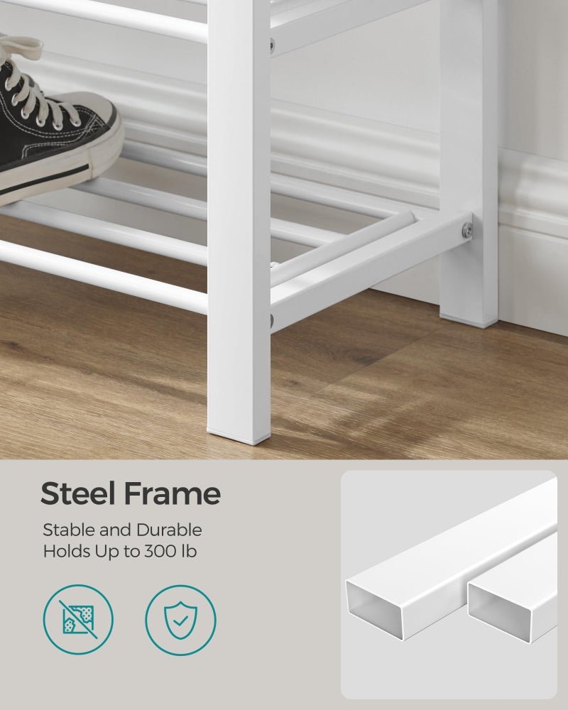SONGMICS Shoe Bench, Storage Bench, Entryway Bench with Cushion, Shoe Shelf with Seat, Space-Saving, Modern Style, for Living Room, Bedroom, Hallway, Dark Gray and Cloud White ULBS057W01 - Image 3