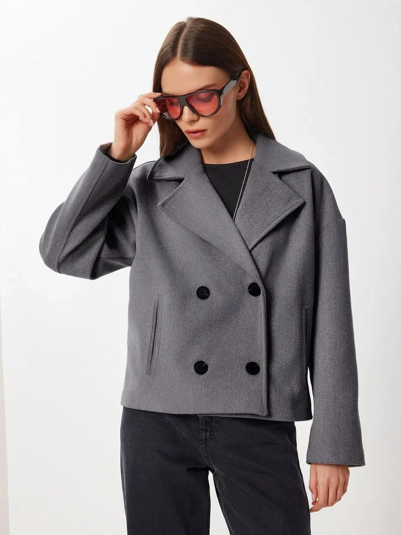 إسطنبول الساحرة ISTANBUL Textured Double Breasted Overcoat