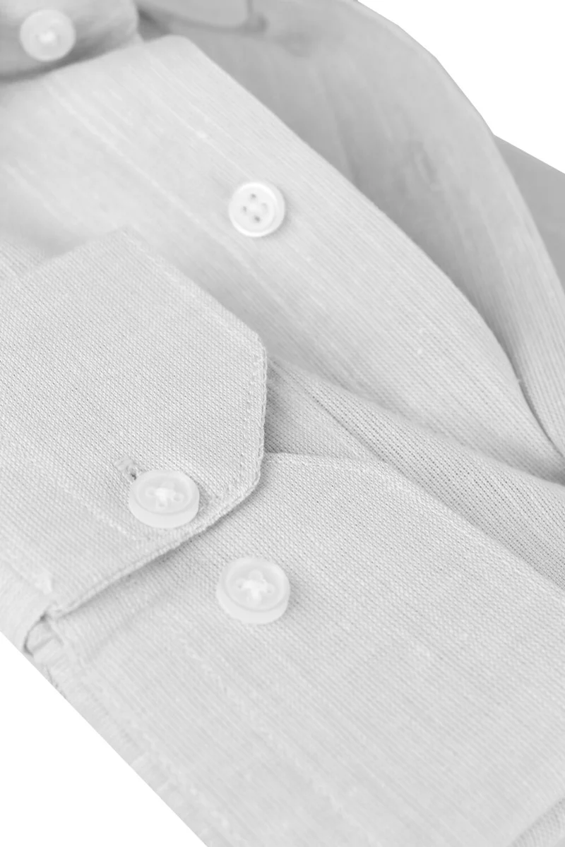 Varetta Men's Gray Long Sleeve Linen Effect Pocket Cotton Shirt