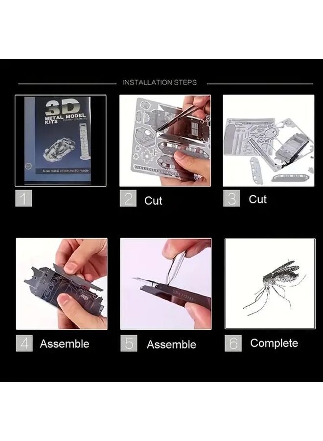 اصنعها بنفسك نموذج لغز البعوض المعدني ثلاثي الأبعاد، لعبة حرفية تعليمية، هدية ديكور للمنزل - Image 5