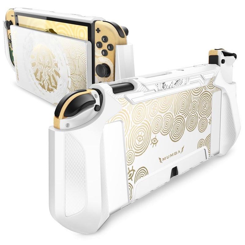 Mumba Dockable Case for Nintendo Switch OLED 2021 Blade Series TPU Grip Protective Cover Accessories Compatible with Nintendo Switch OLED 7 Inch and JoyCon Controller WhiteGold - Image 2