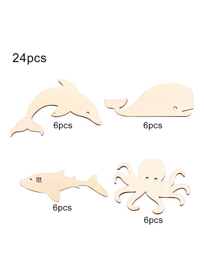 NIBEMINENT 24-Piece Fish Shape Wooden Buttons Brown 17 x 1.8cm - Image 1