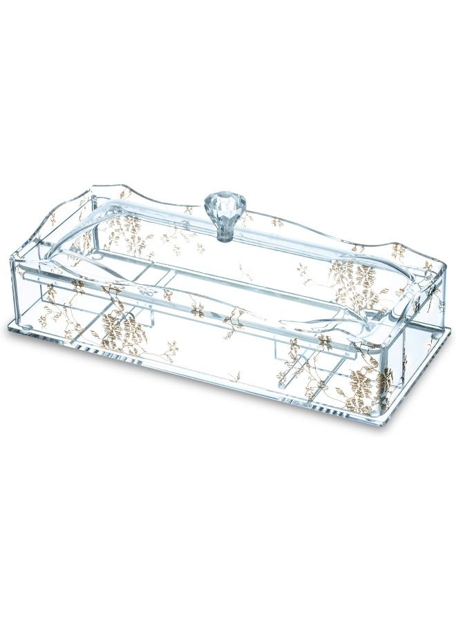 Crylic Cutlery Accessories/Cutlery Box/Spoon And Fork Holder With Gold Lace Design