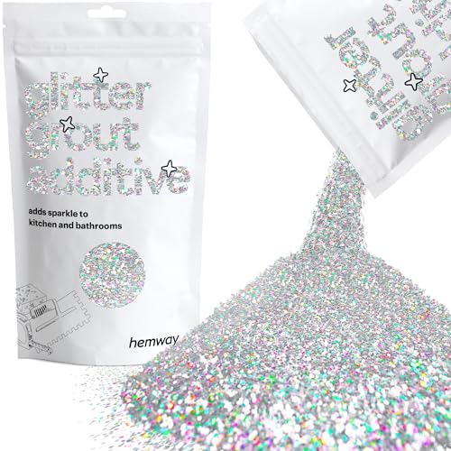Hemway Glitter Grout Additive add Sparkle to Mosaic Tiles, Bathrooms, Wet Rooms, Kitchens, Tiled Based Rooms and Cement Based Grouts 100g / 3.5oz - Silver Holographic - Image 1