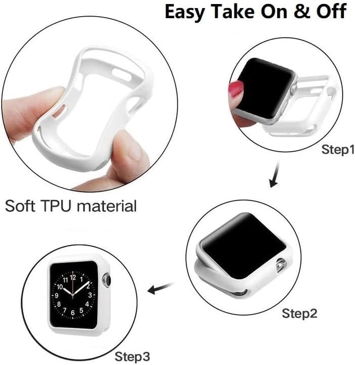 OJOS Compatible for Apple Watch 46mm Series10 All-Round Shockproof TPU Silicone Protective Cover Case for IWatch Series10 (White, Series10 46mm) - Image 5